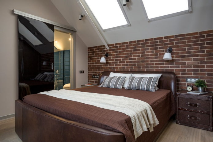 interior de quarto estilo sótão em estilo loft