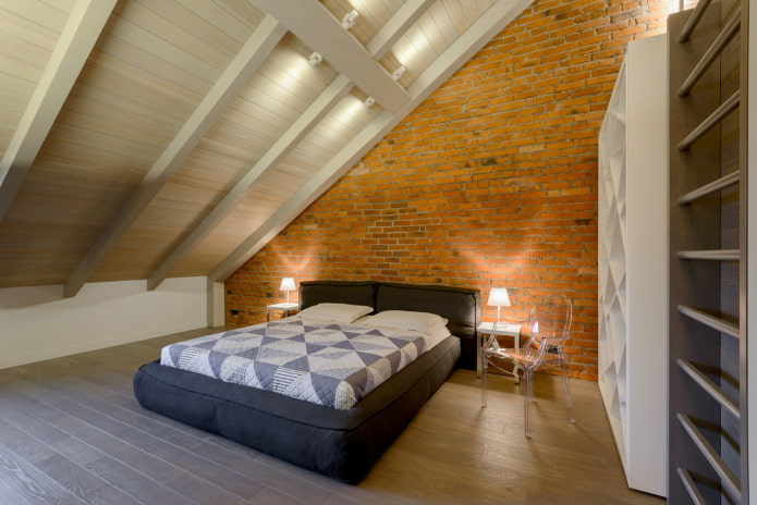 interior de quarto estilo sótão em estilo loft