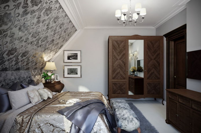 interior de um quarto no sótão em estilo clássico