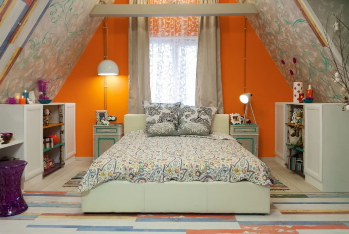 design de interiores de quarto de sótão