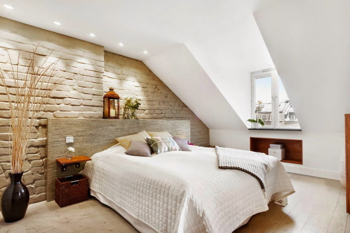 design de interiores de quarto no sótão