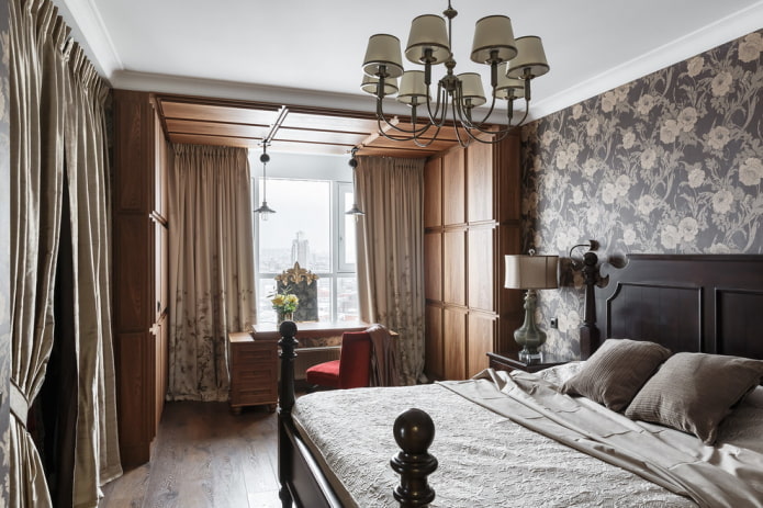 zoneamento de um quarto combinado com uma loggia