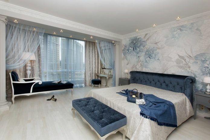 design de interiores de um quarto combinado com uma loggia