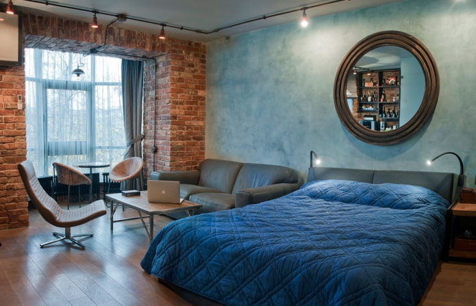 quarto com varanda em estilo loft