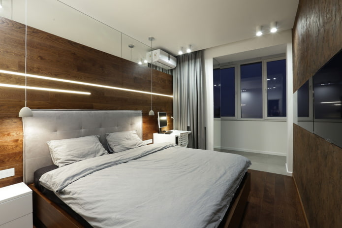 quarto com varanda em estilo minimalista