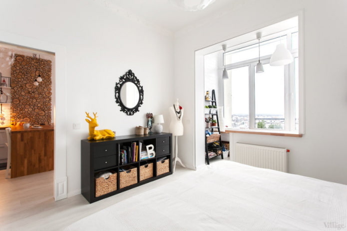quarto com varanda em estilo escandinavo