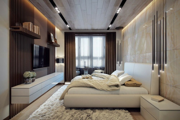 design de interiores de um quarto combinado com uma varanda