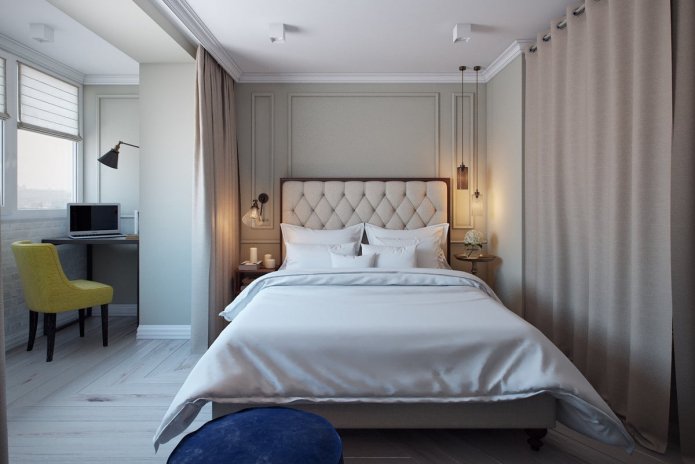 sala de estar e quarto combinados com varanda