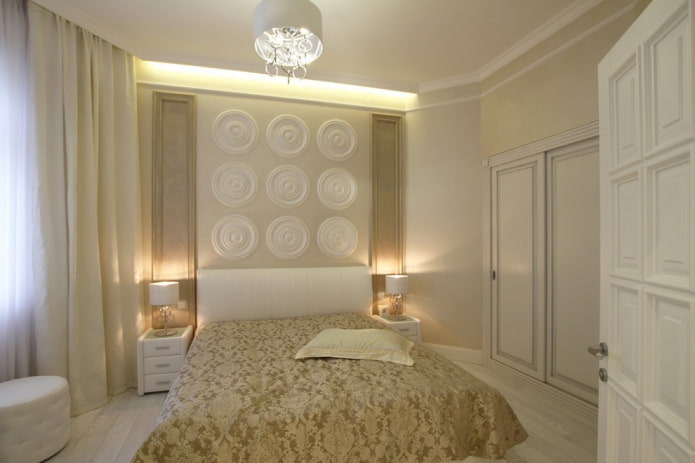 decoração e iluminação no interior de um quarto bege