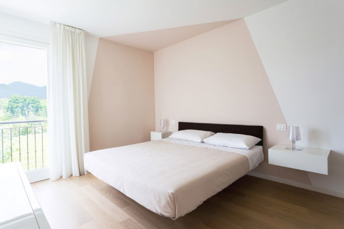 interior de um quarto bege em estilo minimalista