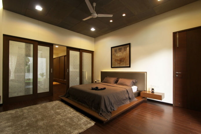 interior de quarto bege e marrom