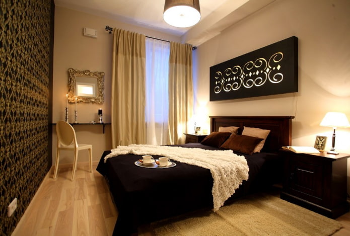 interior de quarto preto e bege