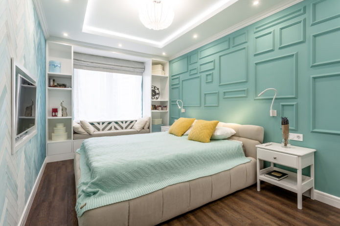 quarto em tons de turquesa