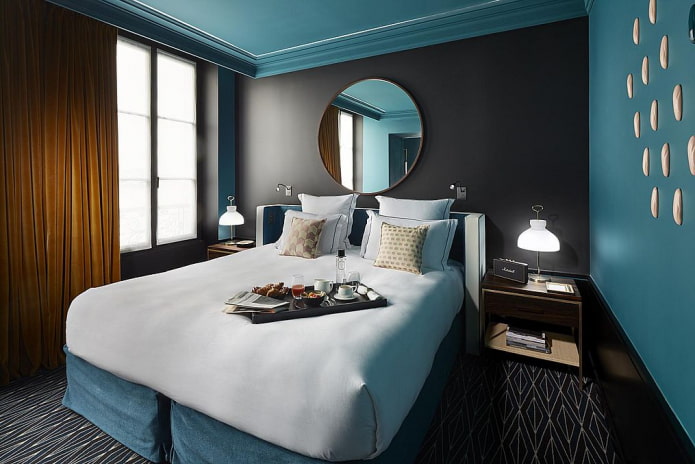 quarto turquesa em estilo moderno