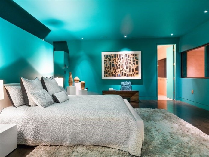quarto turquesa em estilo moderno