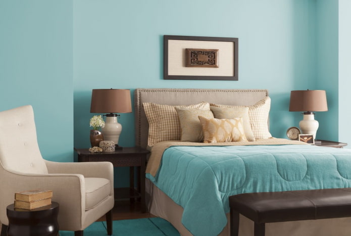 interior do quarto bege e azul