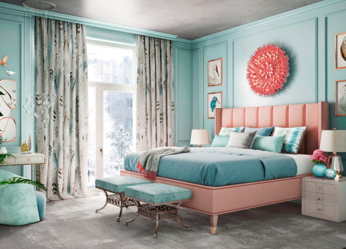 interior do quarto rosa e azul