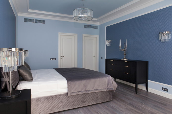 interior do quarto azul e azul claro