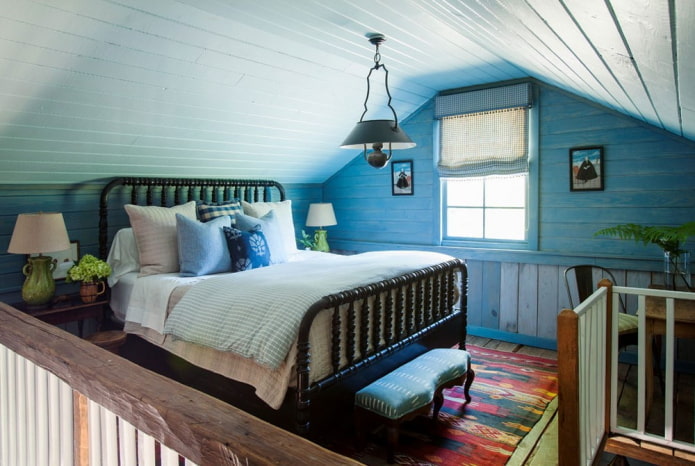 design de interiores de quarto azul