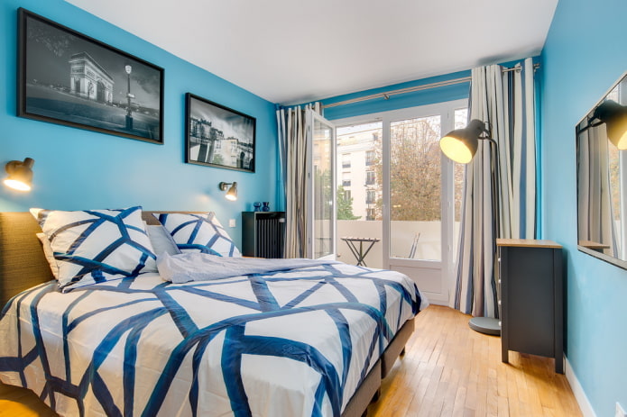 design de interiores de quarto azul