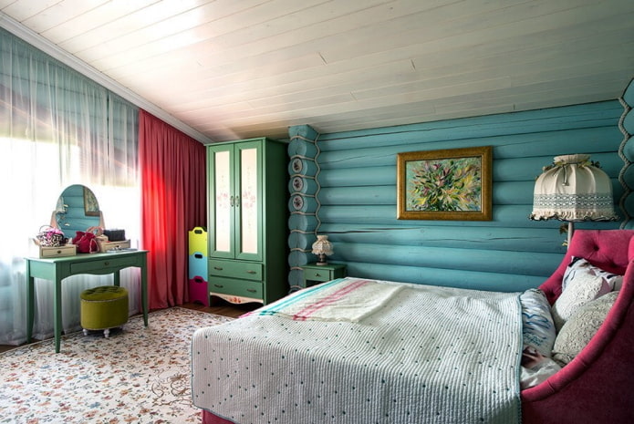design de interiores de quarto azul