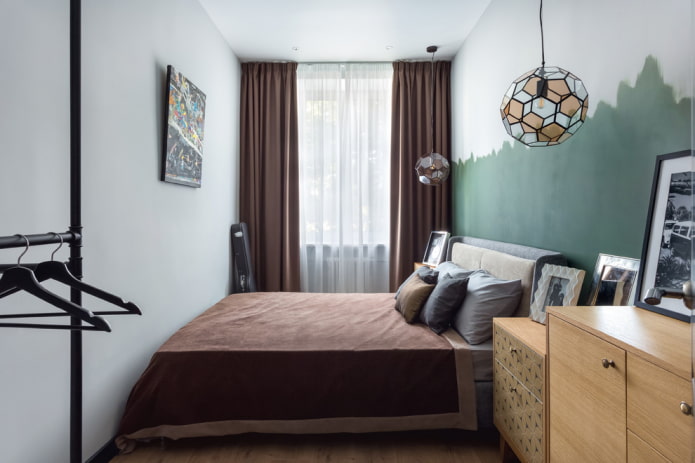 Quarto em estilo escandinavo em um Khrushchevka