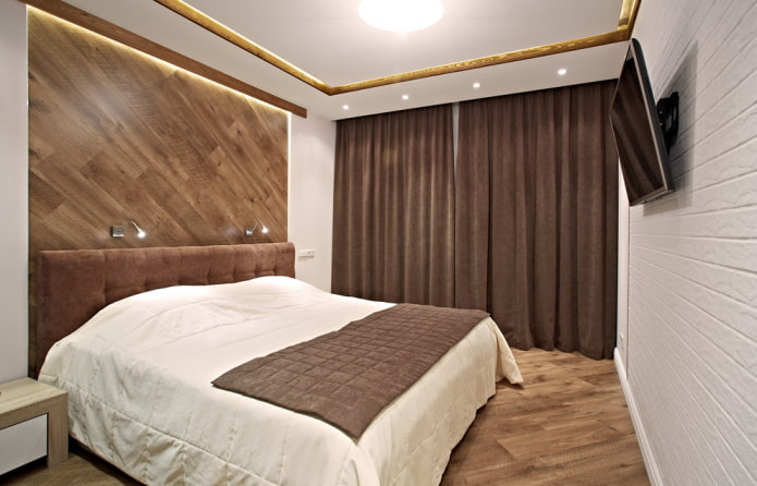 interior de um quarto branco e marrom