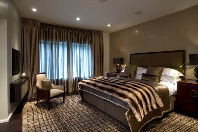 interior do quarto em tons de marrom