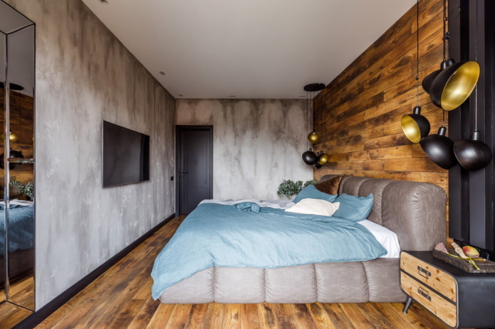 interior do quarto cinza-marrom