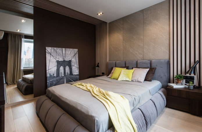 móveis no interior de um quarto marrom