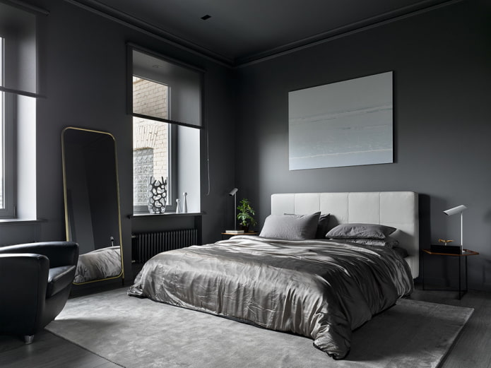 design de interiores de quarto cinza