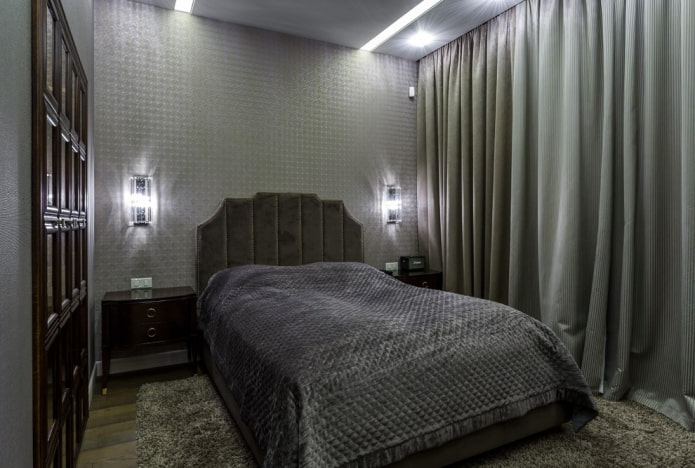 design de interiores de quarto cinza