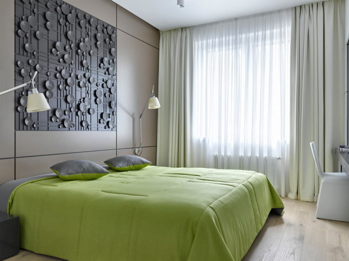 interior do quarto cinza-verde