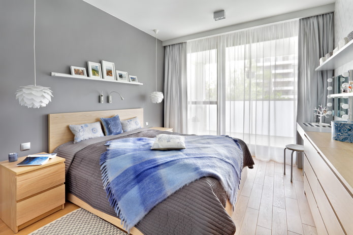 móveis para um quarto cinza