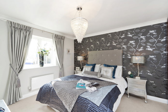 design de interiores de quarto cinza