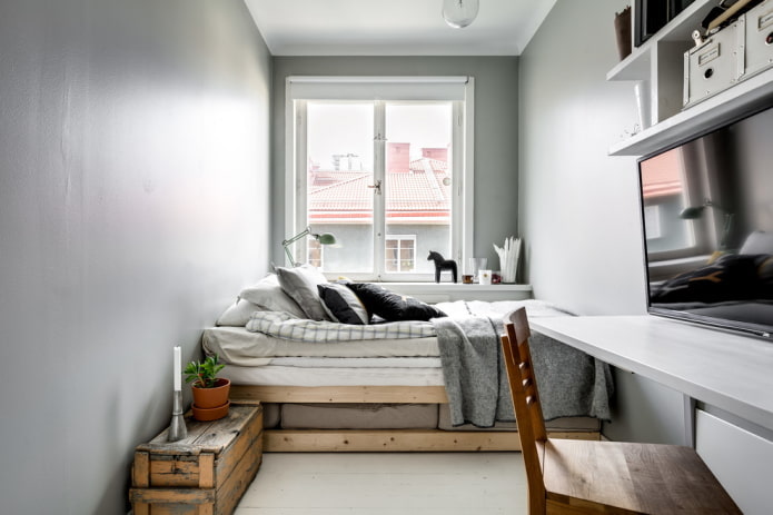 quarto pequeno em estilo escandinavo