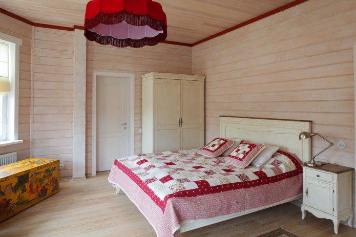 esquema de cores do quarto em estilo campestre rústico