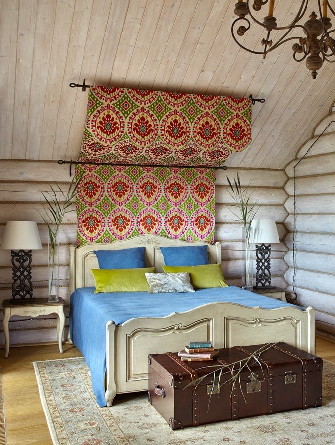 design de interiores de quarto em estilo campestre