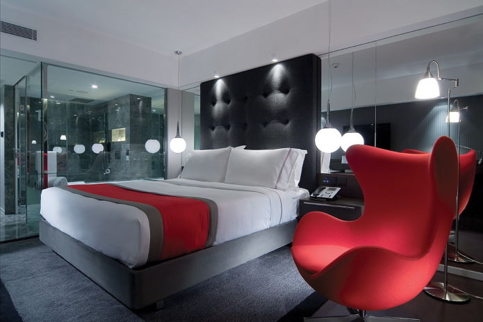 iluminação no interior do quarto em estilo high-tech