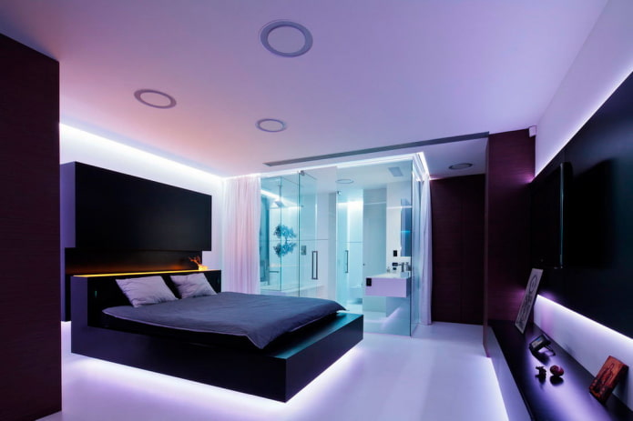móveis no interior do quarto em estilo hi-tech
