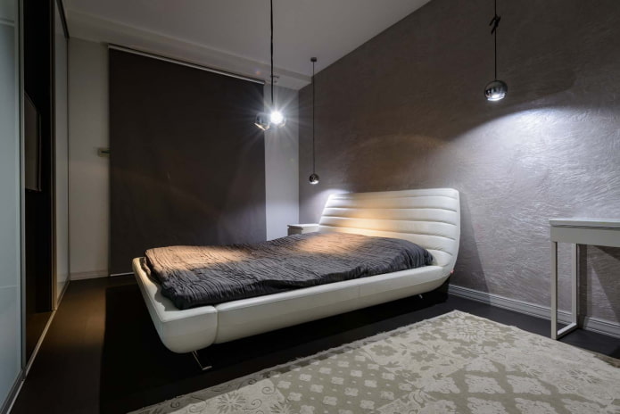 iluminação no interior do quarto em estilo high-tech