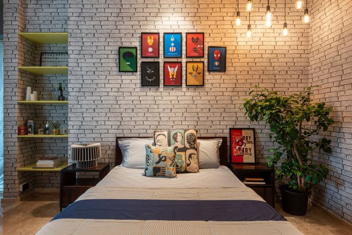 decoração de parede no quarto em estilo industrial