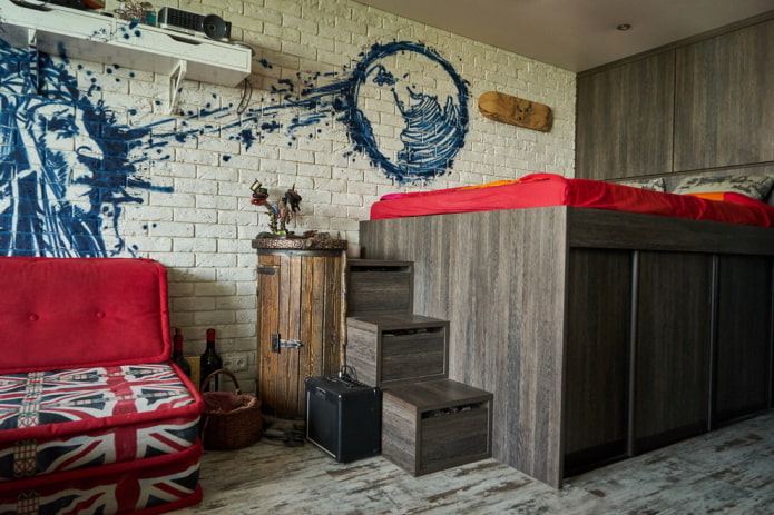 quarto de adolescente em estilo industrial