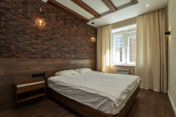 esquema de cores do quarto em estilo industrial