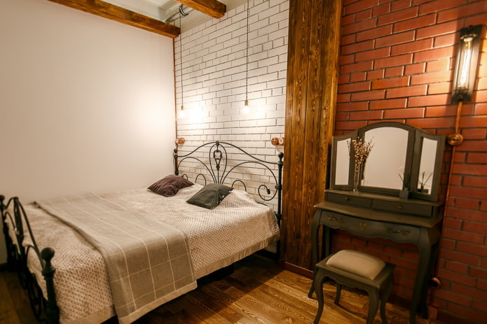 móveis no interior de um quarto em estilo industrial