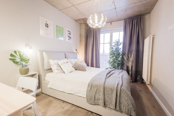 quarto em estilo loft escandinavo