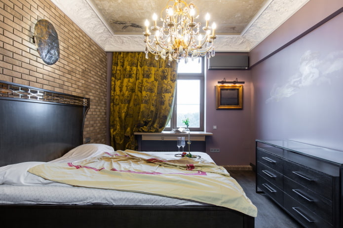 quarto em estilo industrial com elementos clássicos