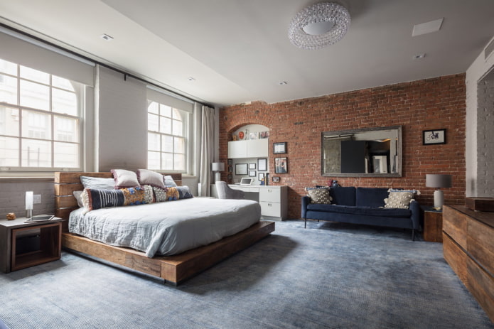 acabamento de piso no quarto em estilo industrial