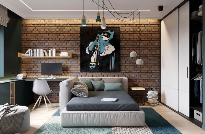 quarto de adolescente em estilo industrial