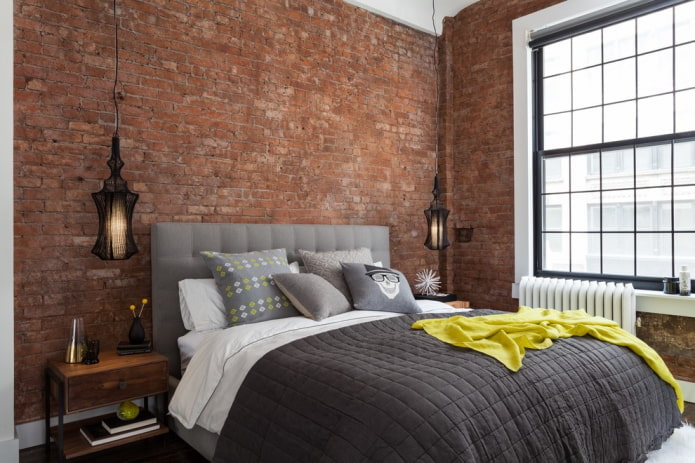 design de quarto pequeno em estilo industrial